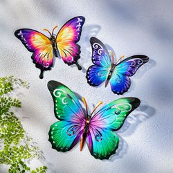 Nástěnná dekorace motýli, sada 3 ks