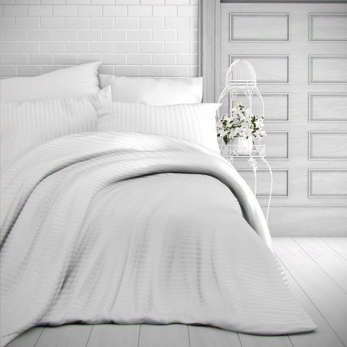 Kvalitex Saténové povlečení Stripe bílá, 140 x 200 cm, 70 x 90 cm
