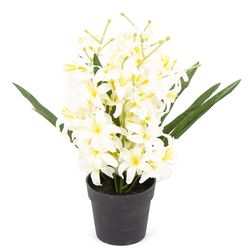Umělá květina Lilie drobnokvětá v květináči bílá, 30 cm