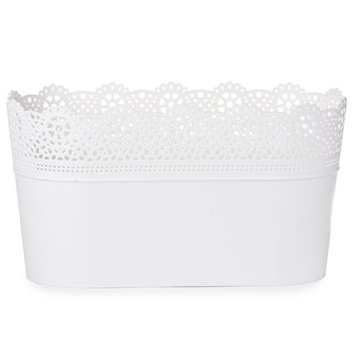 PROSPERPLAST LACE truhlík s krajkou 28,5 x 13,5 cm, bílá DLAC285