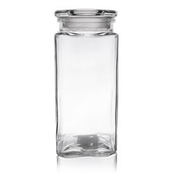 Dóza sklo s víkem 1,8 l hranatá