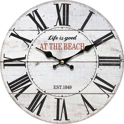 Dřevěné nástěnné hodiny At the beach, pr. 34 cm