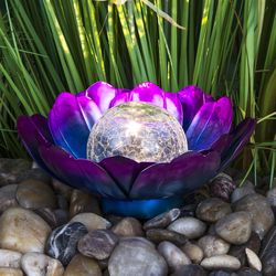 Solární dekorace lotosový květ, fialový