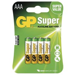 Alkalická baterie gp super lr03 (aaa), 4 ks