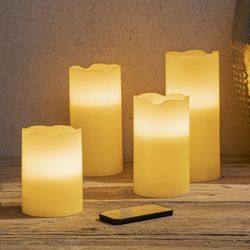 Led voskové svíčky s dálkovým ovladačem, sada 4 ks