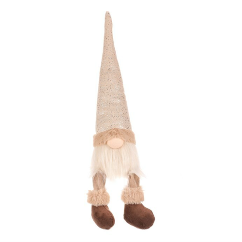 Vánoční dekorace Skřítek visící nohy, v. 40 cm, béžový/hnědý