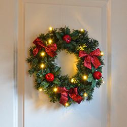 LED Vánoční věnec na dveře, Ø 28 cm