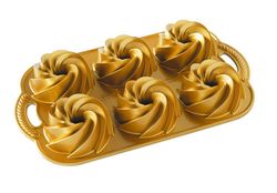 Forma na mini bábovky Nordic Ware Heritage, 6 formiček, zlatá, 950 ml