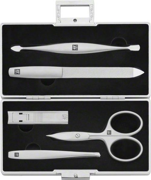 Zwilling Beauty Twinox Metal manikúra, kufřík s černou sametovou vložkou, 5 ks