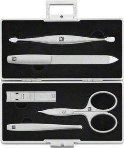 Zwilling Beauty Twinox Metal manikúra, kufřík s černou sametovou vložkou, 5 ks