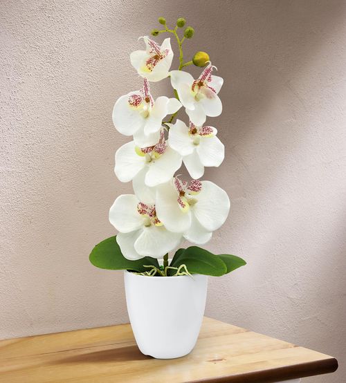 Dekorační umělá orchidej, bílá