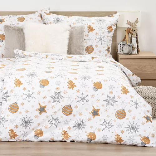 4Home Flanelové povlečení Golden Xmas Night, 140 x 200 cm, 70 x 90 cm