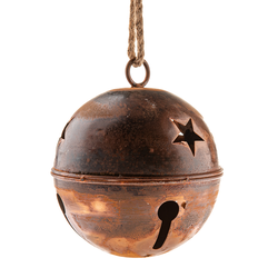 Kovová závěsná rolnička pr. 15,5 cm, barva měděná, rustik