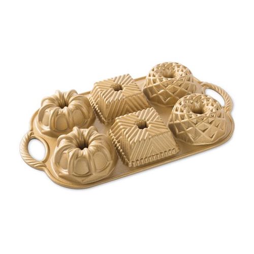 Nordic Ware Forma na malé bábovky 3 tvary, 1,4 l, zlatá