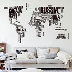Samolepicí dekorace Mapa světa z písmen