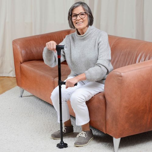 čtyřbodová vycházková hůl se světlem a alarmem