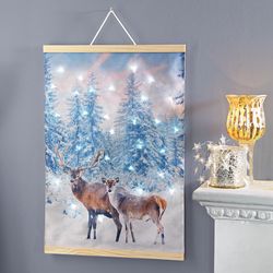 Textilní obraz Jelení pár s LED osvětlením
