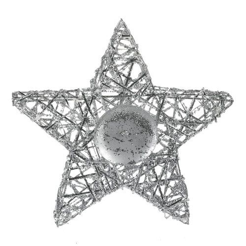 Svícen ve tvaru 3D hvězdy, stříbrná barva