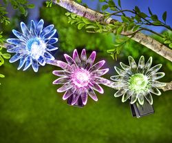 Solární svítící květina, 3 kusy