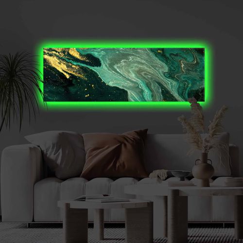 Led svítící obraz zelený mramor