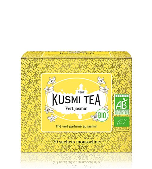 Porcovaný bio organický zelený čaj Kusmi Tea Green tea with Jasmine, 20 sáčků