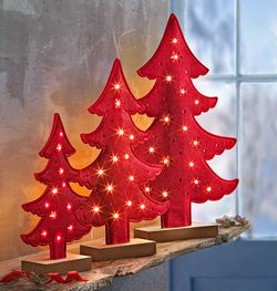 Led jedle z filcu červené, sada 3 ks