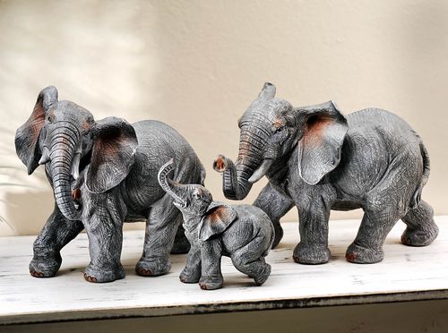 Sada 3 dekorativních figurek sloní rodina