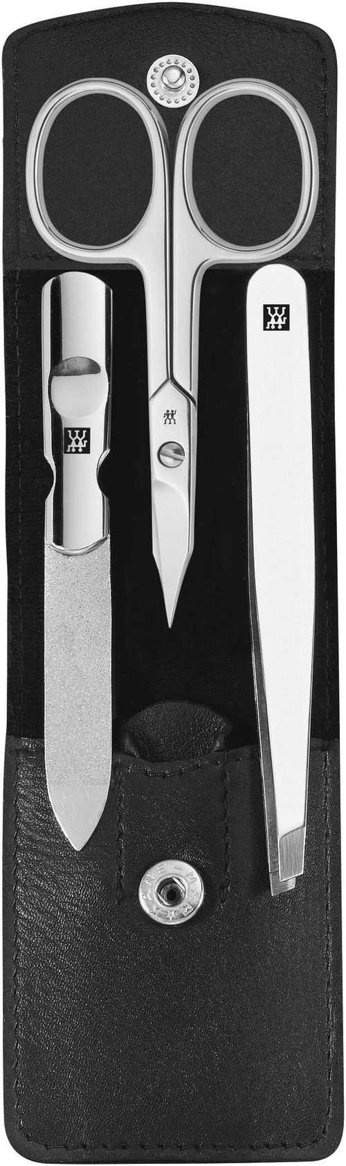 Zwilling Beauty manikúra Classic Inox s nůžkami v koženém pouzdře, 3 ks, černá barva