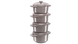 Sada 4 keramických forem Mini Cocotte Staub, Ø 10 cm, antická šedá