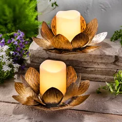 Dekorativní svícen Lotus se solární LED svíčkou, 2 ks