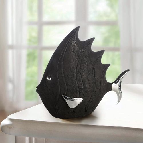 Figurka ryba, černostříbrná, 33 cm
