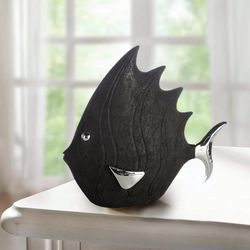 Figurka ryba, černostříbrná, 33 cm