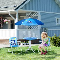 Dětský zahradní nábytek Žralok, 4dílná sada, modrý
