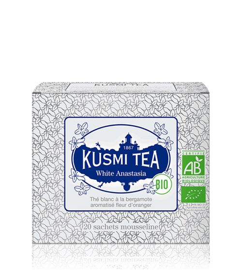 Porcovaný bio organický bílý čaj Kusmi Tea White Anastasia, 20 sáčků