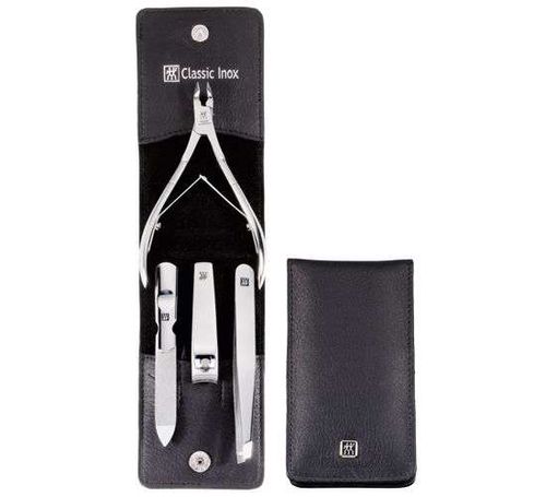 Zwilling Beauty Classic Inox manikúra, černá kůže, 4 ks