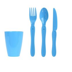 Pikniková sada plastového nádobí 31 ks, modrá