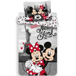 Jerry Fabrics Dětské bavlněné povlečení Mickey and Minnie in New York, 140 x 200 cm, 70 x 90 cm