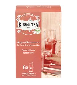 Kusmi Tea bio organický čaj AquaSummer, 6 velkých čajových sáčků - ideální pro 1L karafu (54 g)