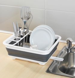 Skládací odkapávač na nádobí, bílo šedý
