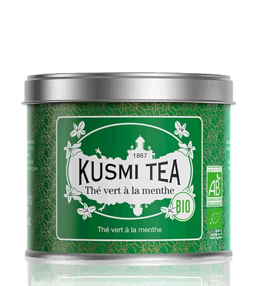 Sypaný bio organický zelený čaj Kusmi Tea Spearmint green tea, 100 g