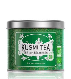 Sypaný bio organický zelený čaj Kusmi Tea Spearmint green tea, 100 g