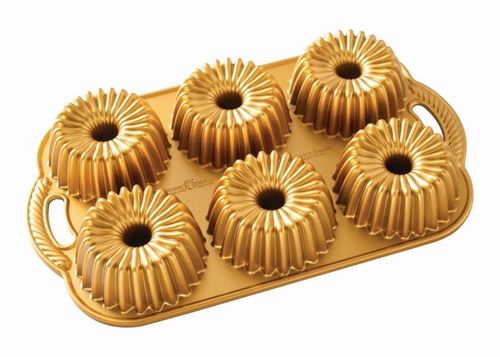 Forma na 6 minibábovek Nordic Ware Brilliance, zlatá,1,18l