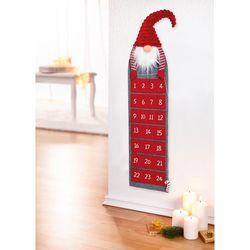 Nástěnný adventní kalendář skřítek, červený
