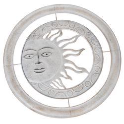Nástěnná kovová dekorace Slunce šedá, pr. 50 cm