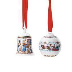 Rosenthal Vánoční set porcelánový mini zvonek a mini koule, Vánoční pečení, limitovaná edice 02480-727321-28620