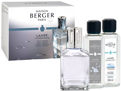 Maison Berger Paris dárková sada: katalytická lampa Essential Cube + Mořský vzduch, 250 ml + So Neutral 250 ml