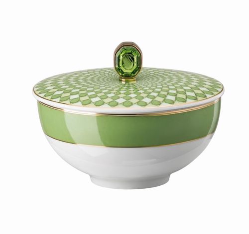 Rosenthal Miska na rýži s pokličkou Swarovski Signum Fern, Ø 12 cm 14204-426349-13350