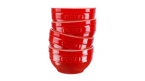 Sada 4 keramických misek Staub, Ø 12 cm, višeň