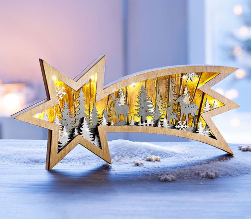 LED dřevěná kometa Zimní les