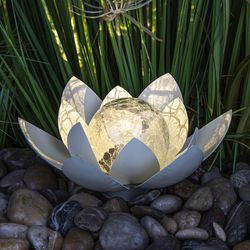 Led solární dekorace lotosový květ, stříbrná barva